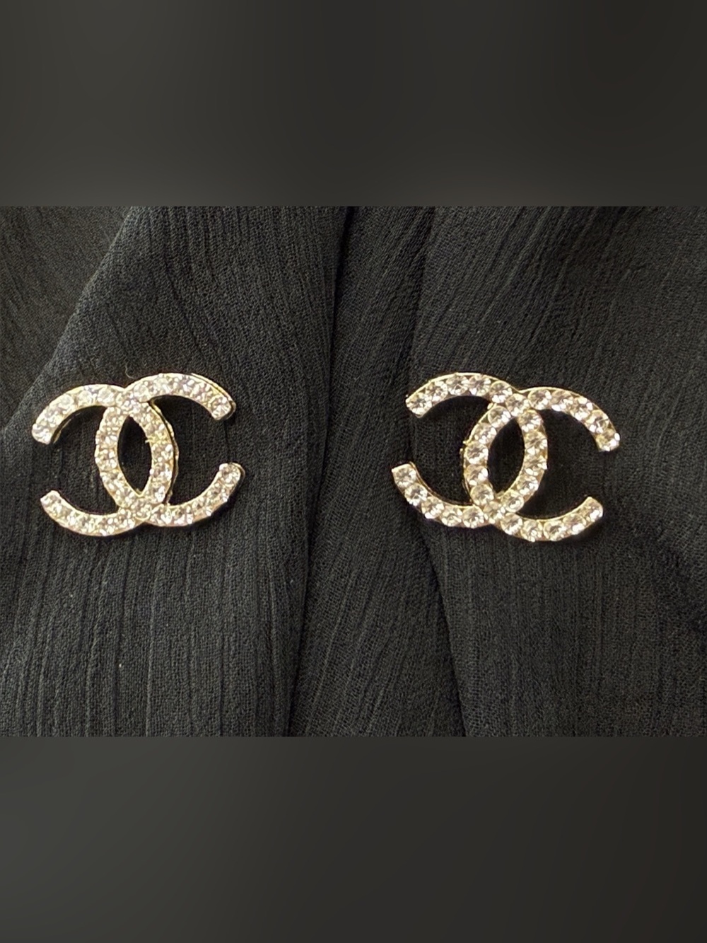 NWOT! Designer Inspired: Crystal Interlocking-Letter Earrings - Gold Tone